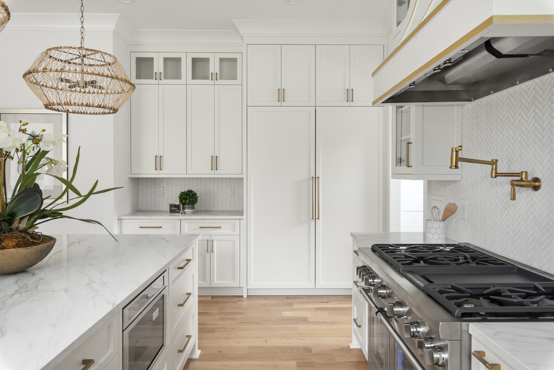 Kitchen with panel-front refrigeration and floor-to-ceiling cabinetry — Bywood by Stillman Properties Charlotte NC