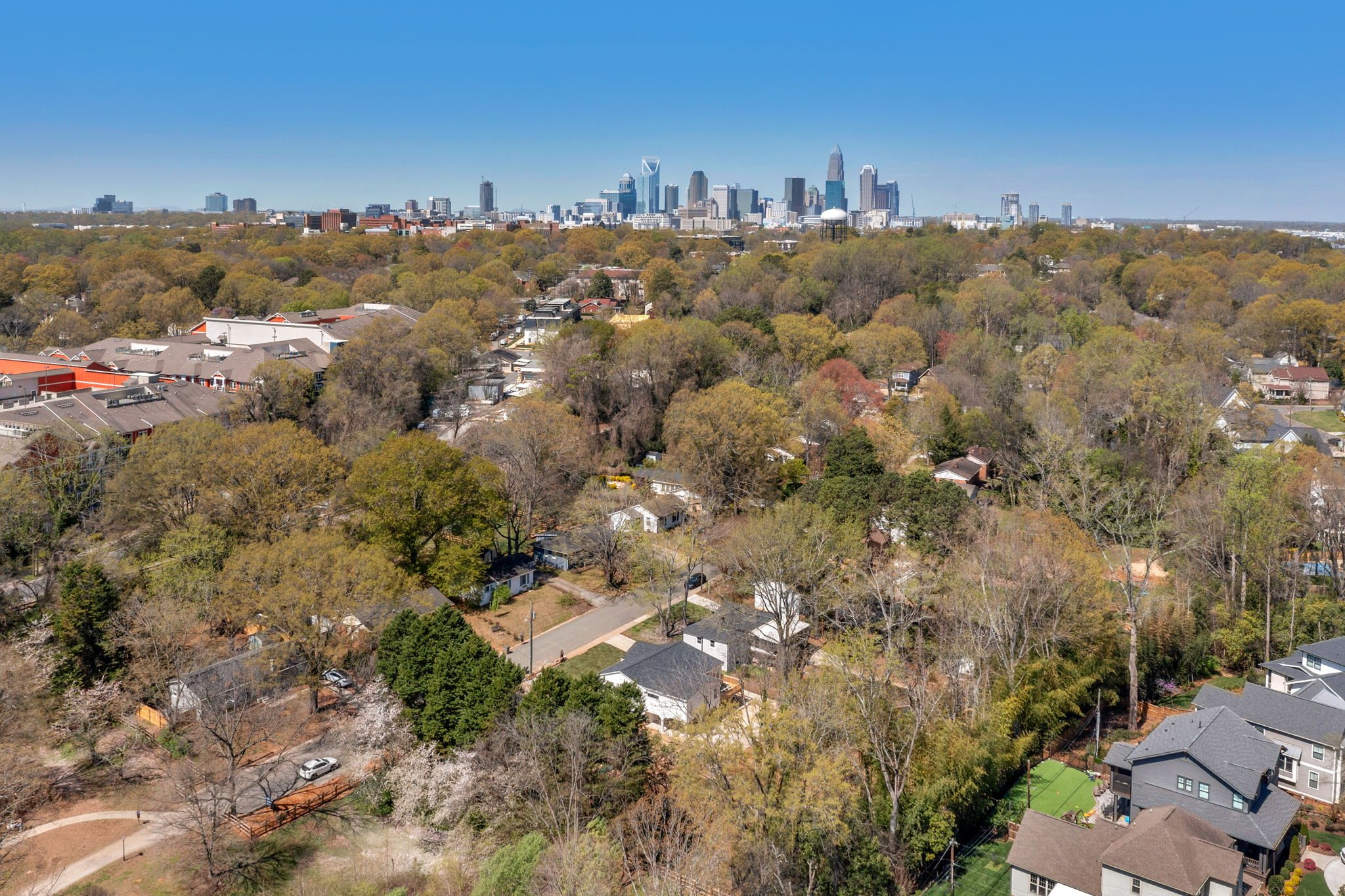 Aerial view from Wyanoke toward the Charlotte skyline — Stillman Properties
